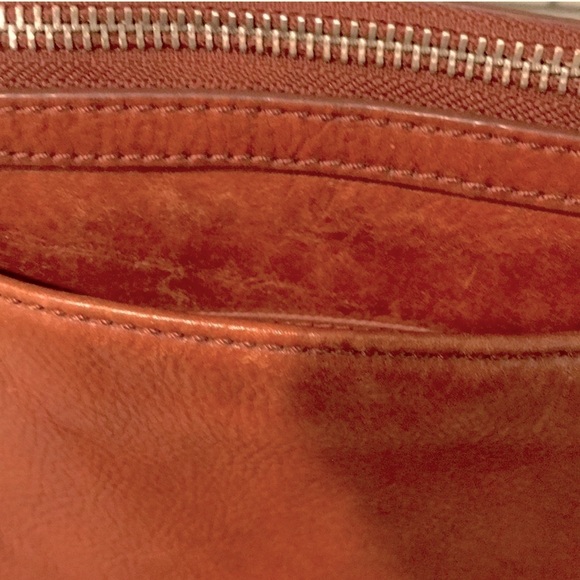 “FOSSIL” BROWN LEATHER TOTE BAG - Picture 5 of 12